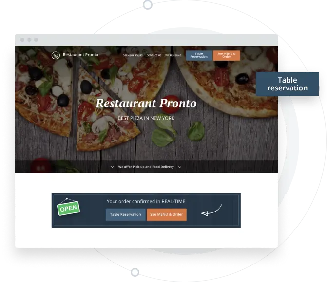 our free online ordering system for restaurants comes with two great restaurant widgets: an online ordering widget and a reservation widget