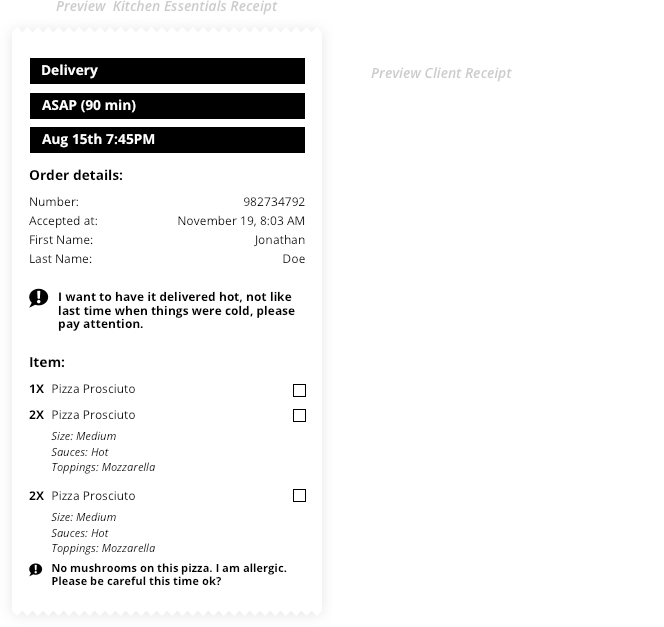 Restaurant Receipt Template