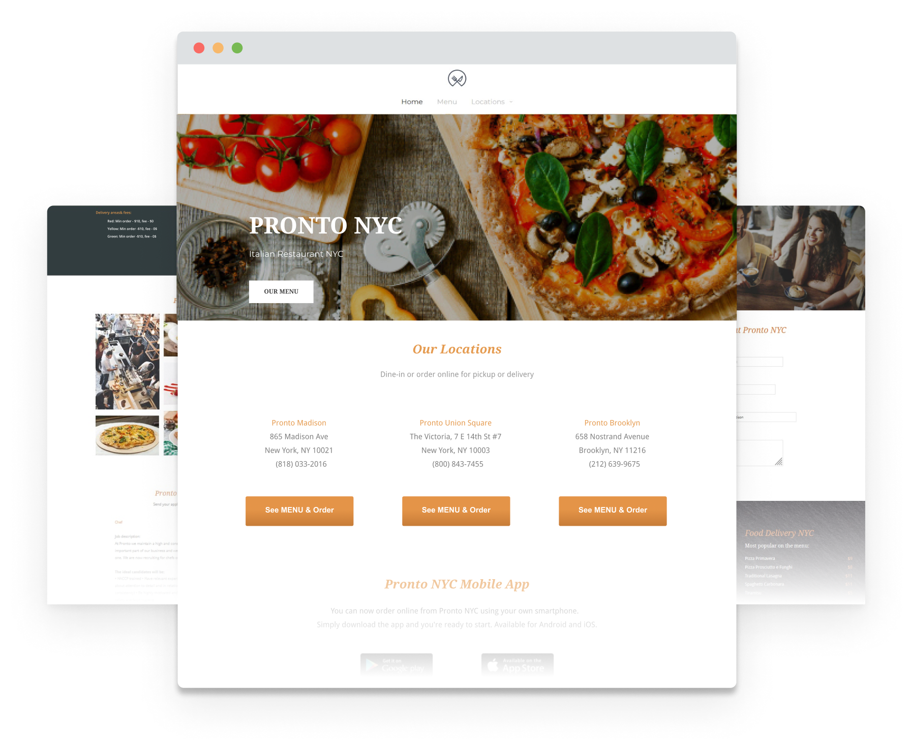 Food menu creator for multi-location restaurants